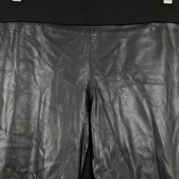 Lauren Ralph Lauren Faux Leather Front Leggings Size 10 Black Solid PT-328 - Picture 3 of 4